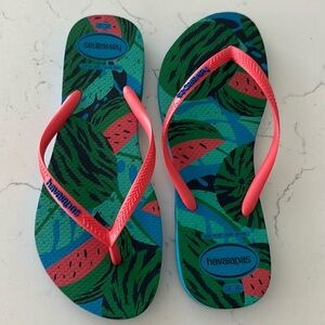 NEW Havaianas FLIP FLOPS SHOES WATERMELON BRASIL SZ USA 9/10 EUR 41/42